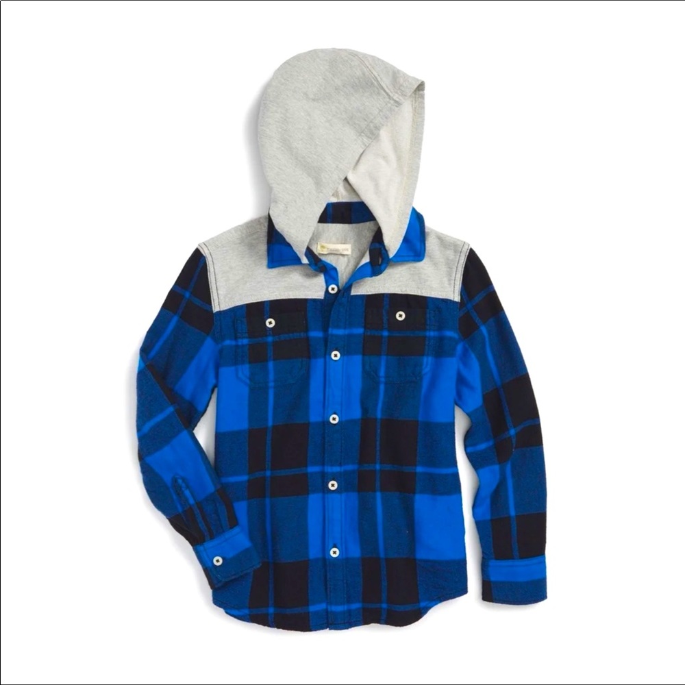 Tucker + Tate Knit Yoke Hooded Flannel Shirt